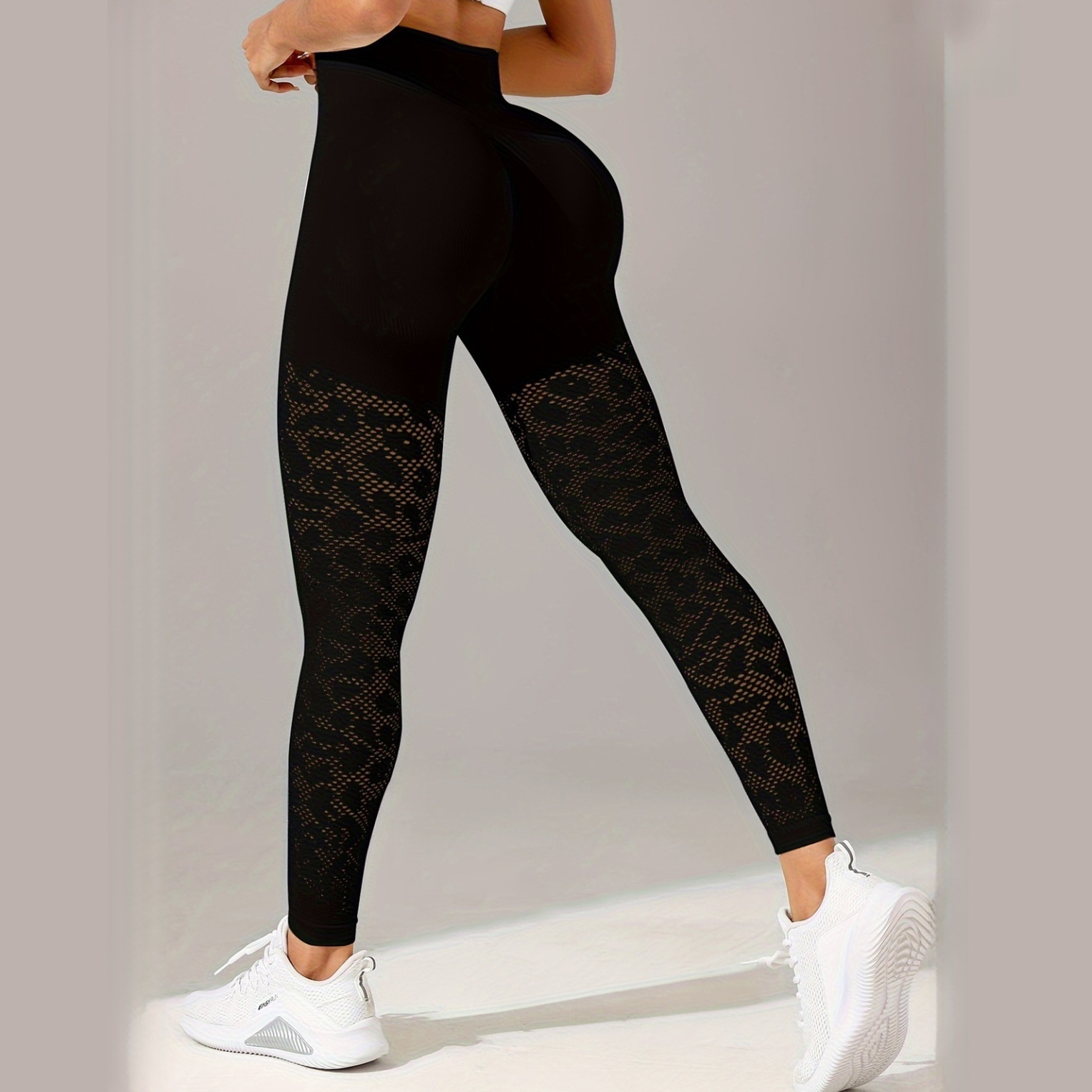 High Waist Workout Leggings with Geometric Pattern for women